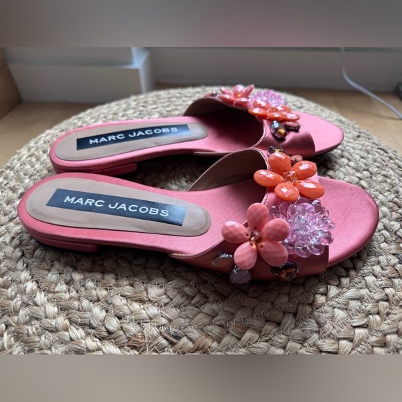 Marc Jacobs Women's Clara Embellished Slide Sandal, Salmon  11 - Picture 10 of 10